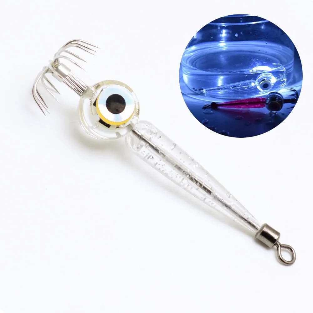 Hameçon calmar lumineux LED avec accessoires parapluie pour pêche mer octopus flash sous-marin