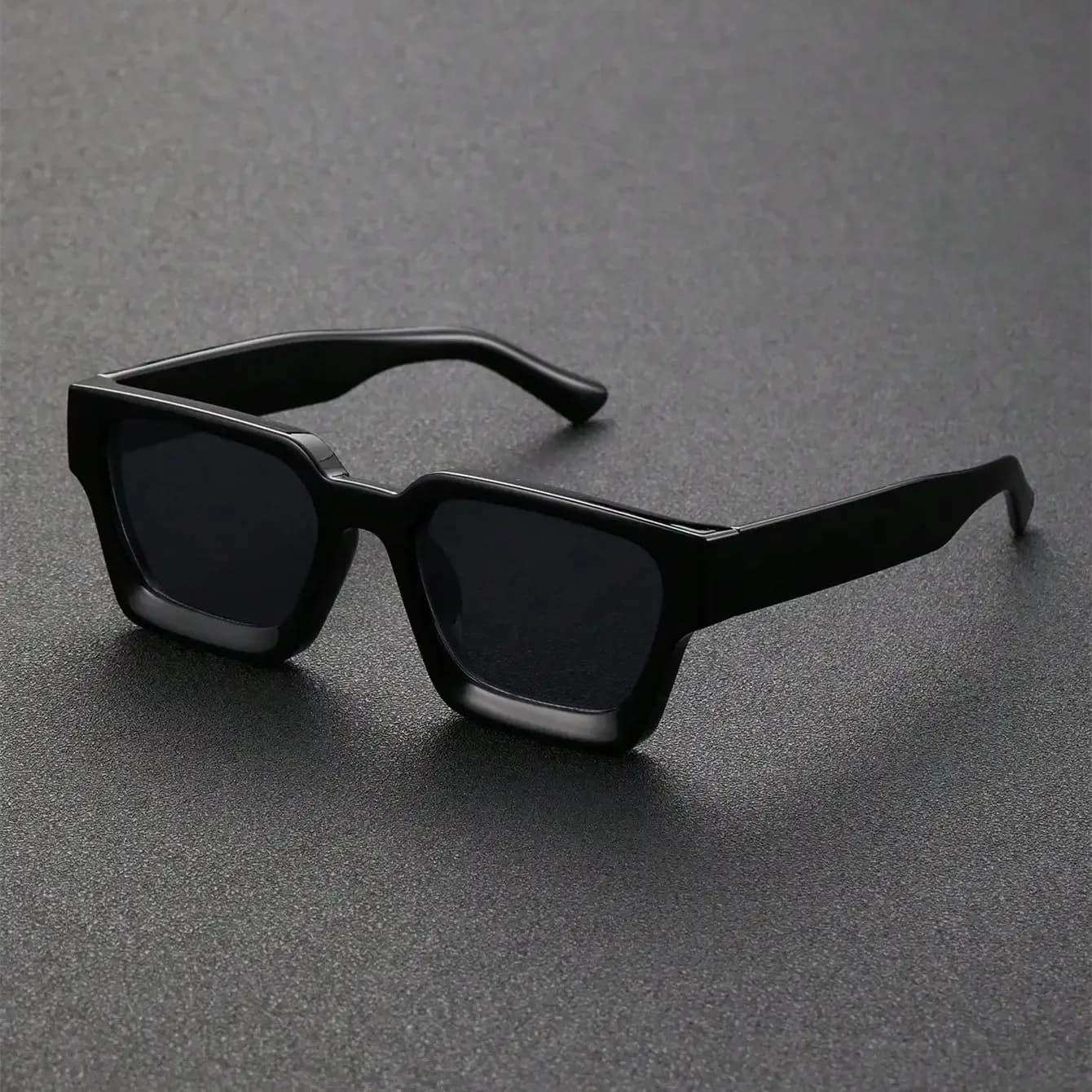 Lunettes de soleil carrées millionnaire noir rétro - Design luxe 2025 pour pêcheurs élégants