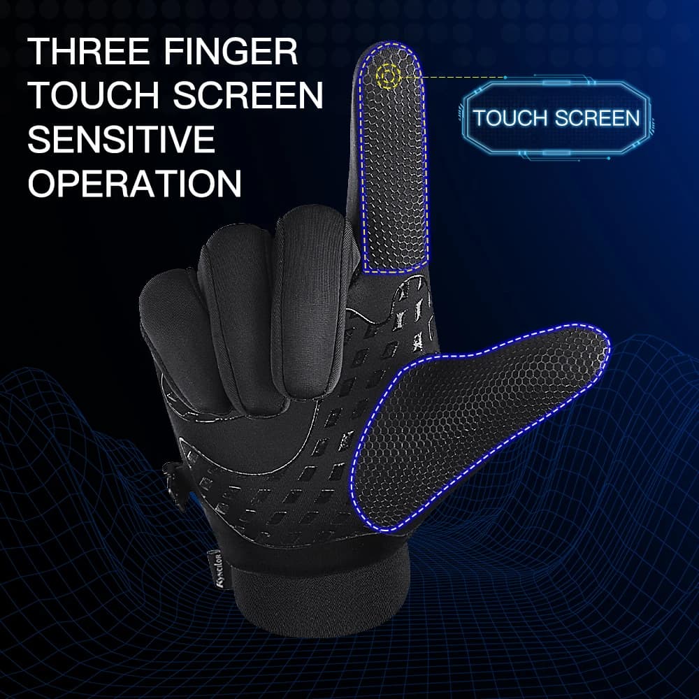 Gants vélo hiver homme étanches - Gants sports neige touchscreen windstop waterproof pour cyclisme hivernal