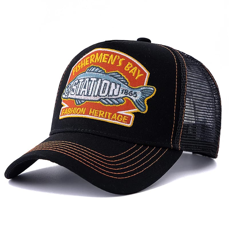 Casquette pêche été unisexe mesh respirant - Style big fish pour pêcheurs hommes et femmes - Chapeau outdoor