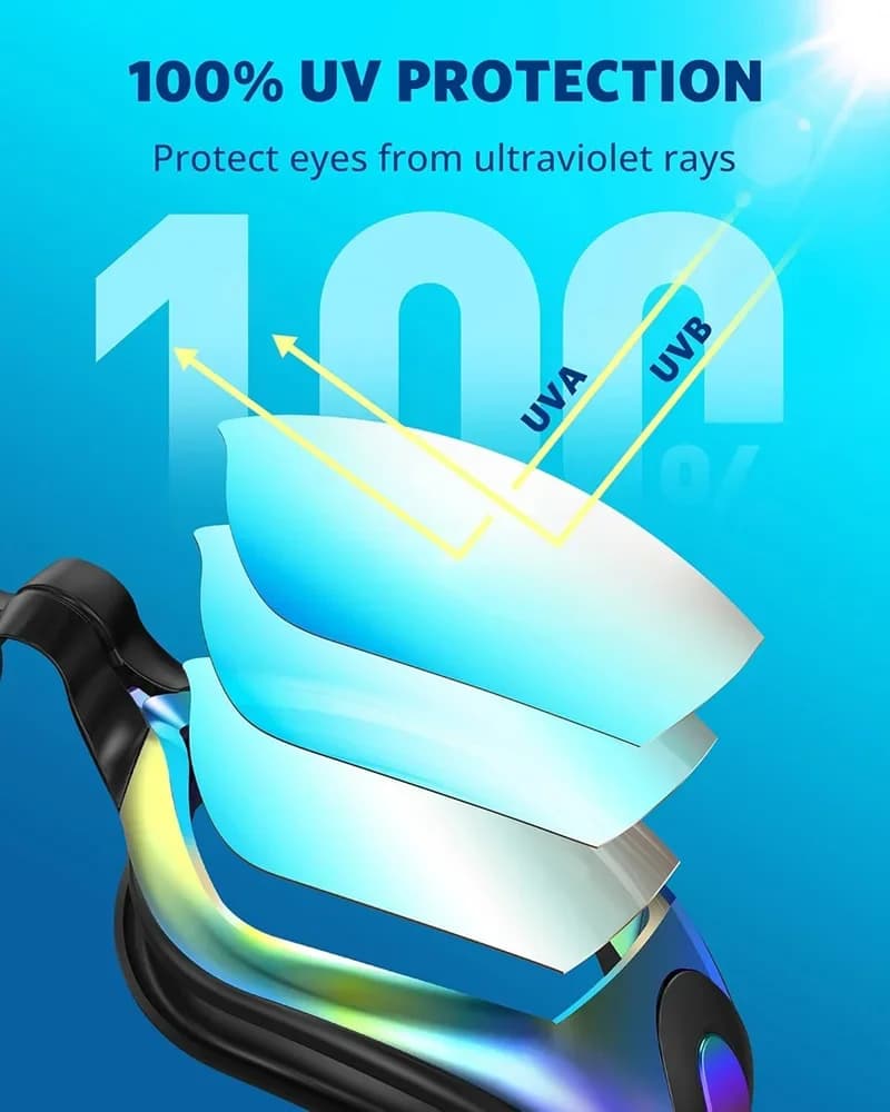 Lunettes de natation réglables silicone anti-buée UV étanches miroir pour adultes hommes femmes jeunes