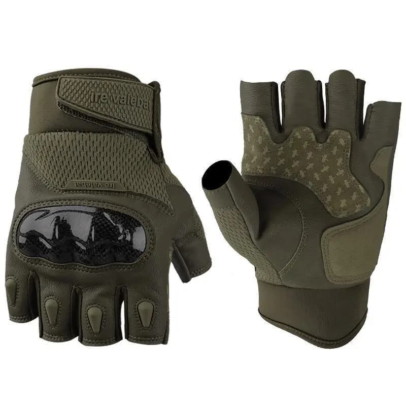 Gants tactiques demi-doigts protection coque dure antidérapants anti-chute pêche