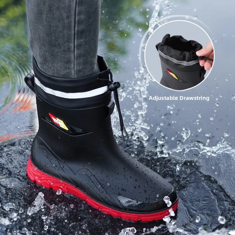 Bottes de pluie homme doublées polaire lacets imperméables antidérapantes chaudes cuisine
