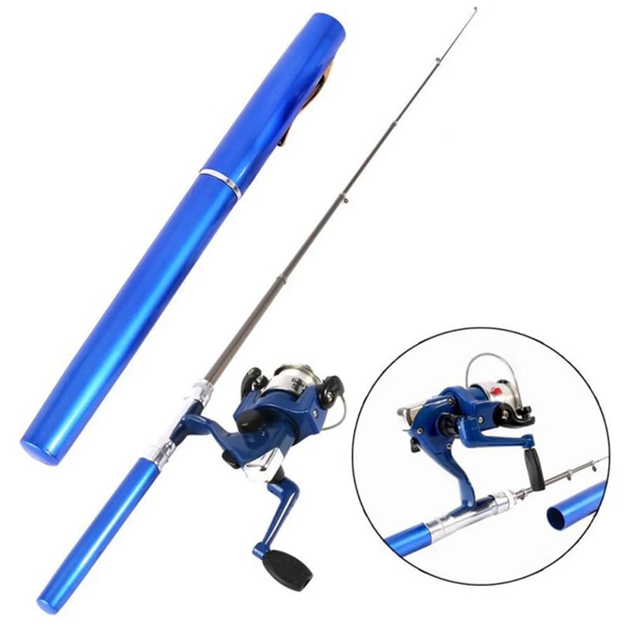 Canne à pêche télescopique 1m avec moulinet combo mini portable pour pêche voyage et glace