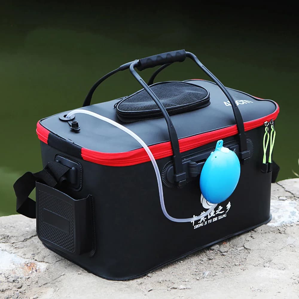 Boîte pêche pliable EVA étanche avec sangle - Seau poissons vivants et rangement matériel pêche