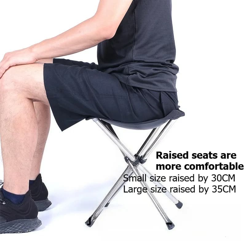 Tabouret télescopique portable en acier inoxydable - Siège pliant pour pêche et camping