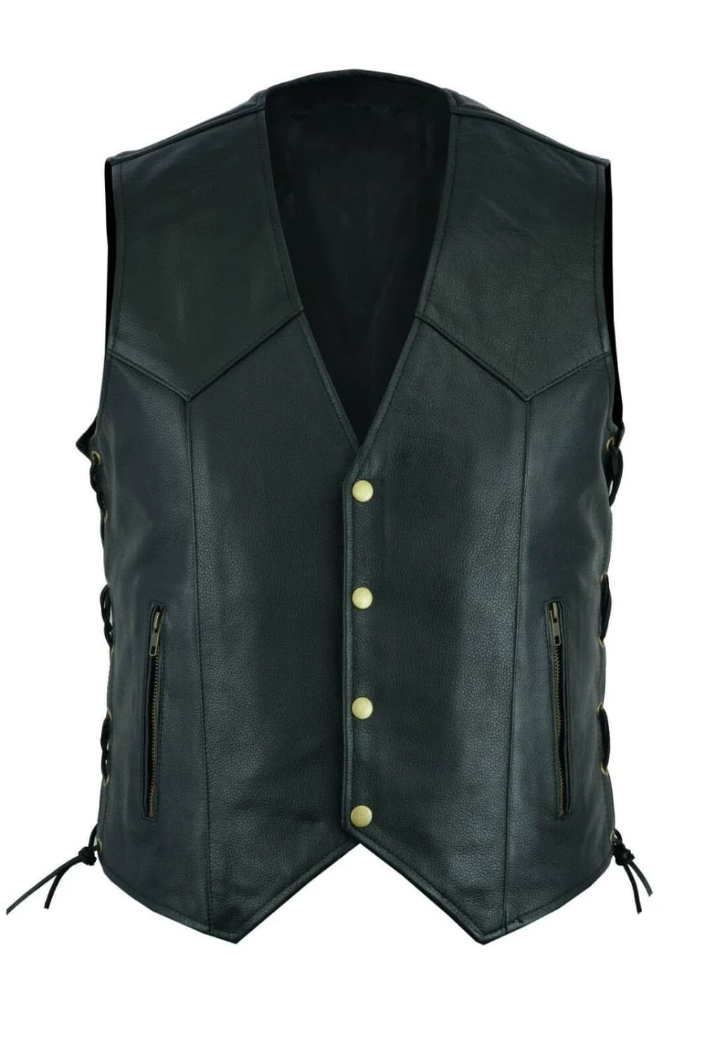 Veste en cuir sans manches pêche homme - Veste décontractée V-neck zippée grande taille 5XL