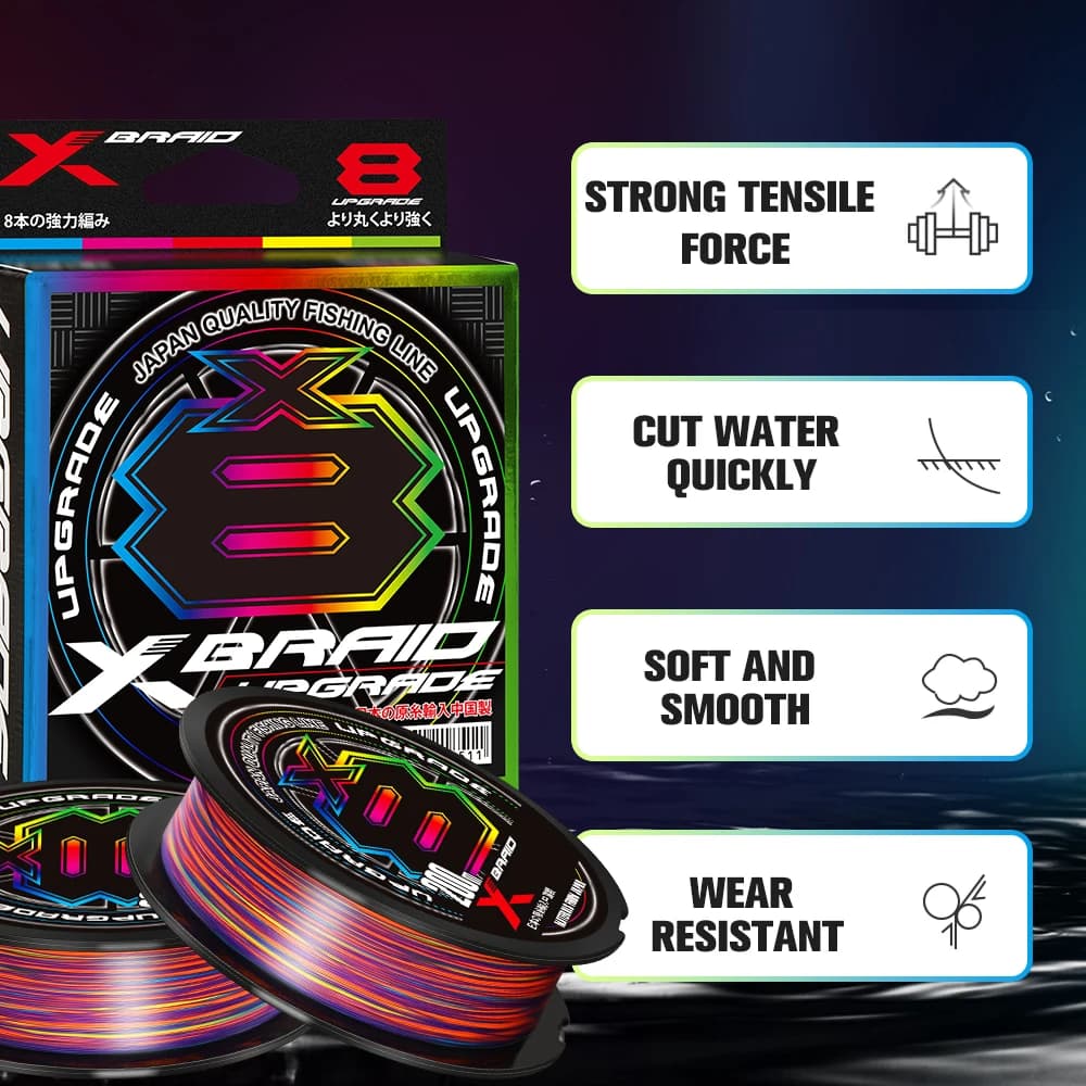 Nouvelle Xbraid X8 Multicolor Résistante à la Décoloration, Ligne Multifilament 1000M pour la Pêche de la