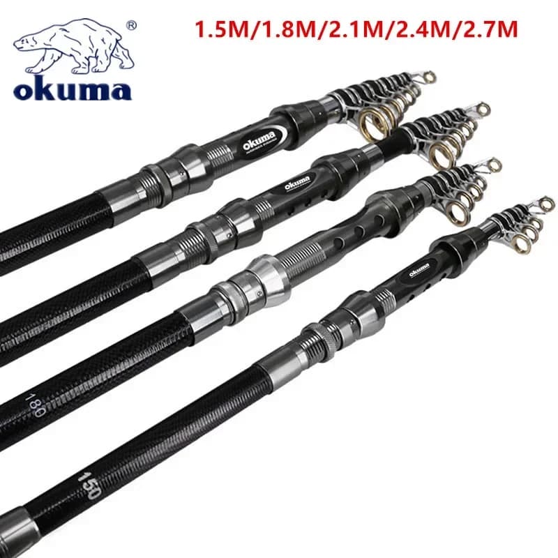 Canne spinning OKUMA New Carbon Rock 1.5-2.7m avec anneaux céramique, pour pêche rocheuse et mer