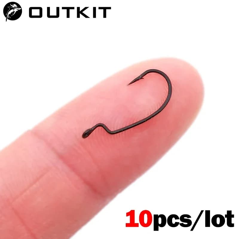 Hameçons pêche leurres 10 pièces OUTKIT acier carbone pour vers souples et rockfishing