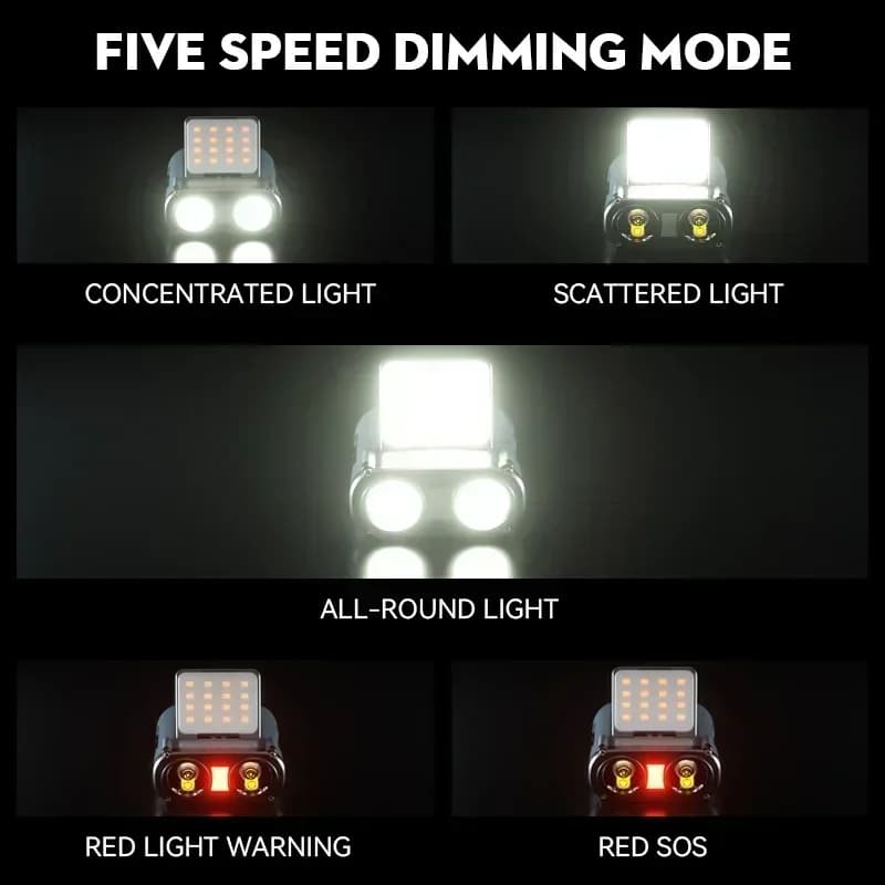 Lampe frontale détection LED rechargeable Type-C pour VTT et sécurité nocturne à vélo