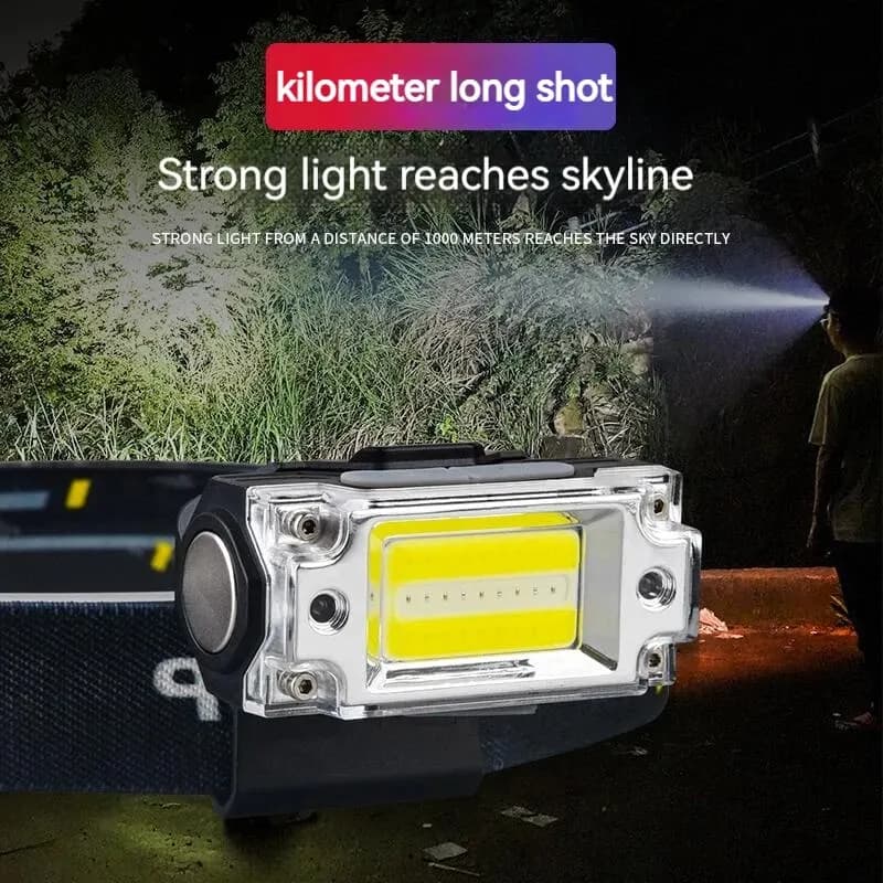 Lampe frontale pêche mini double COB avec capteur 5 modes clip pour casquette éclairage induction