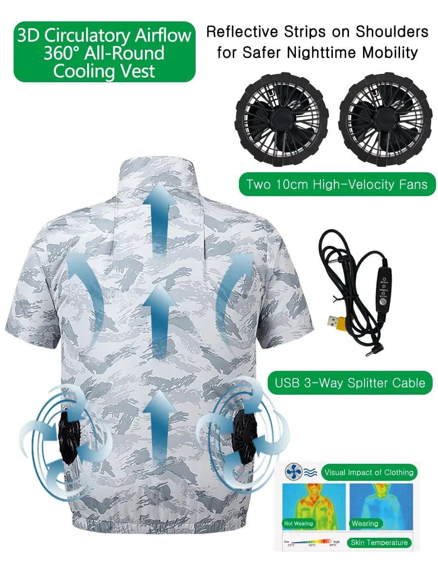Veste ventilée homme rafraîchissante USB, idéale pour la pêche et le travail en extérieur