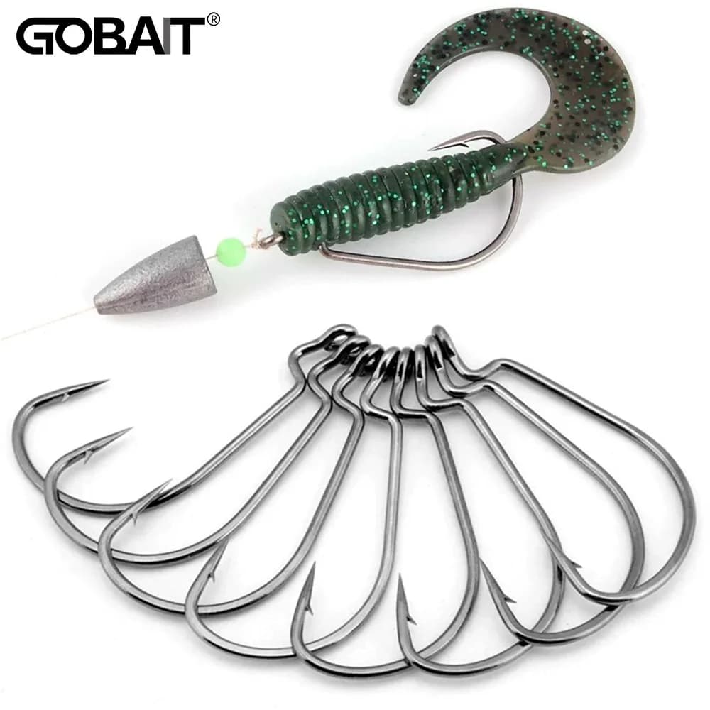 Hameçons offset large gap 20pcs acier carbone pour leurres souples bass - Texas Rig