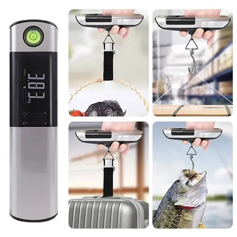 Pèse-bagages numérique LCD portable avec mètre ruban - Balance voyage multifonction pour équipement pêche
