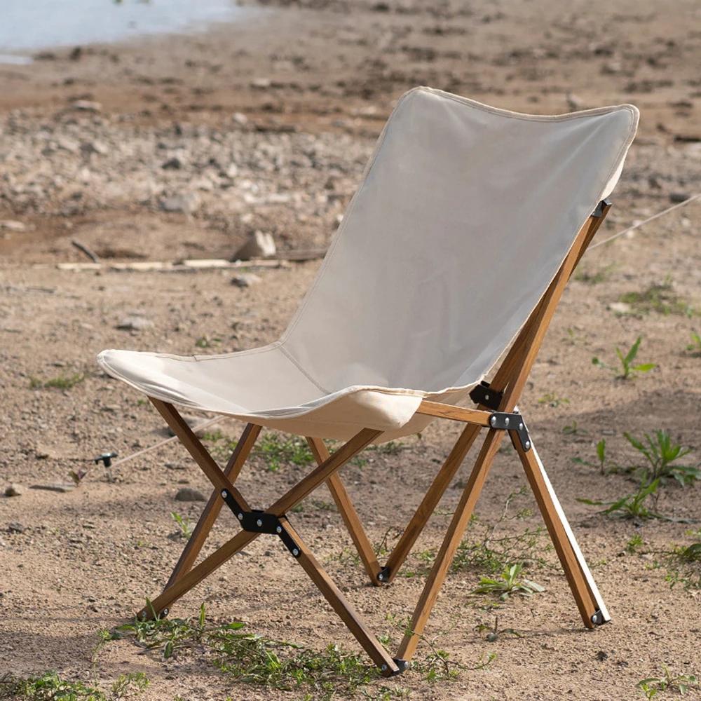 Chaise papillon pliante bois plage aluminium avec sac de rangement pour pêche randonnée barbecue voyage