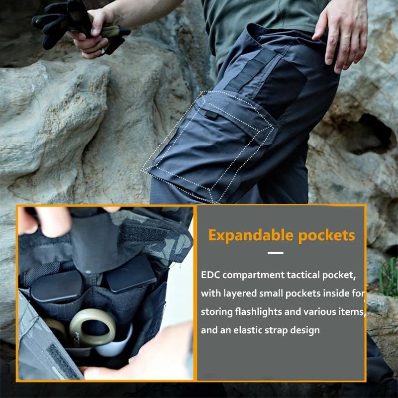 Pantalon cargo tactique imperméable pour hommes - 2 pièces multi-poches - Entraînement outdoor pêche
