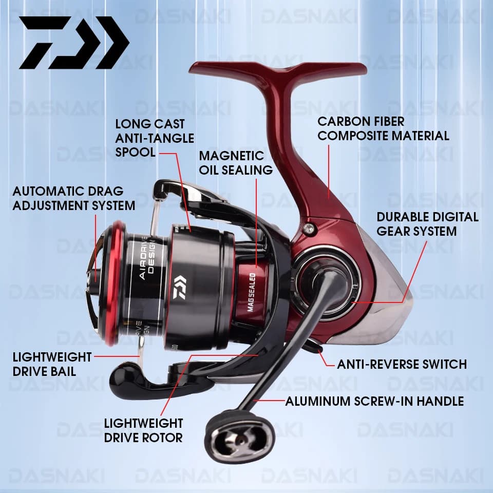 Moulinet spinning Daiwa Fuego CS LT original 2025 taille 1000 à 6000 frein 5-12kg pour pêche mer et lacs