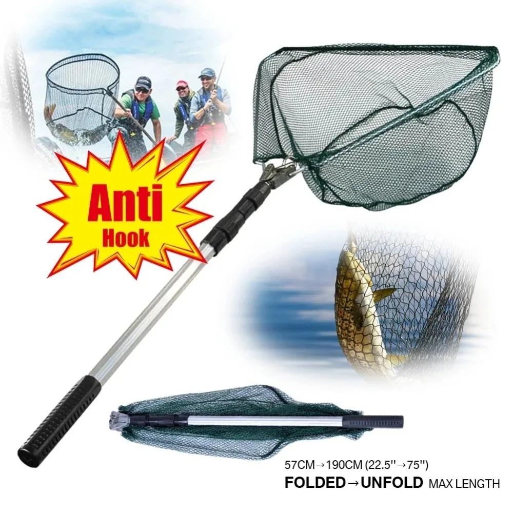 Épuisette télescopique 190cm pliable - Filet pêche fly carpe mer 92x55cm - Pêche nomade compacte