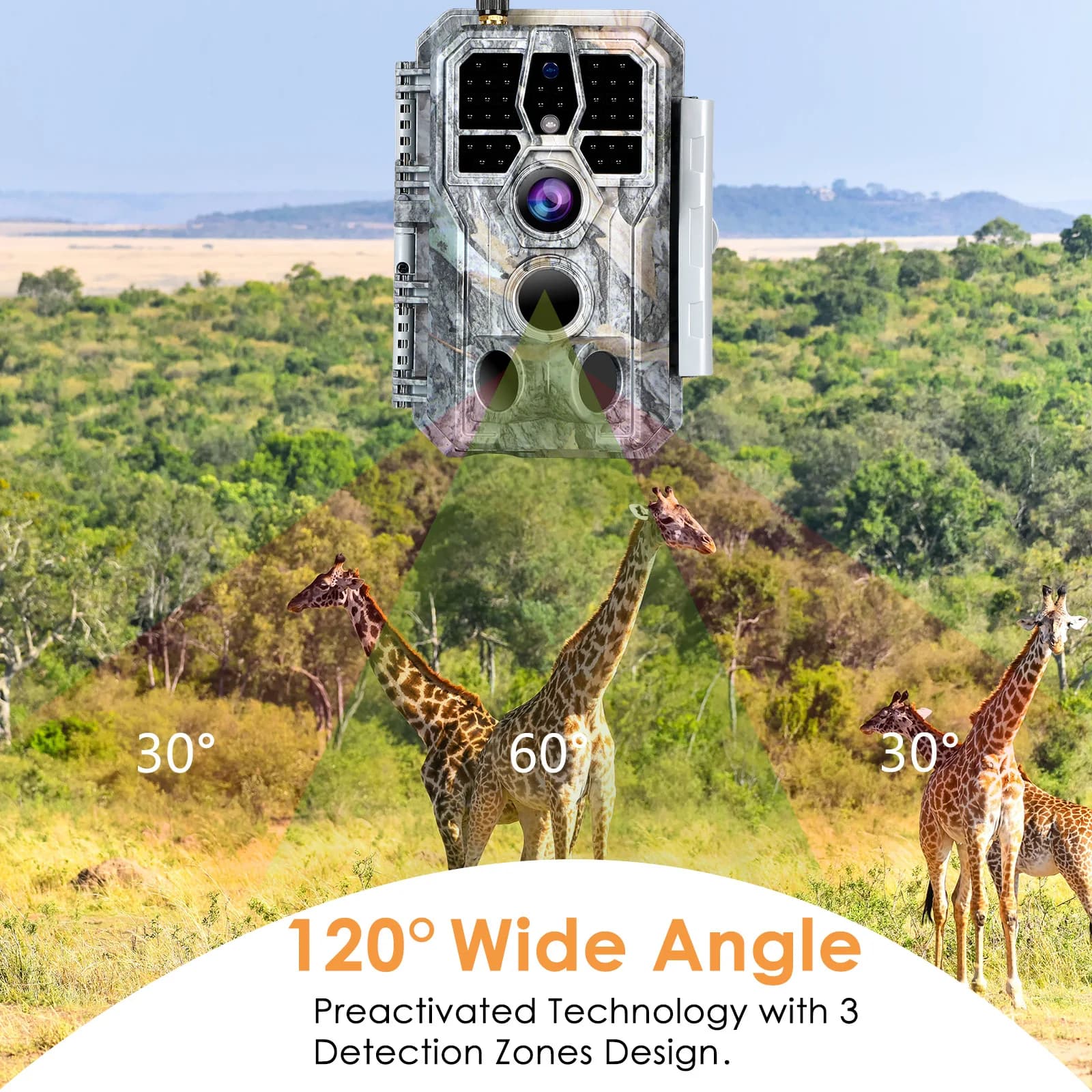 Caméra de chasse privée 4K avec appli WiFi déclenchement 0.2s portée IR 30m étanche surveillance faune
