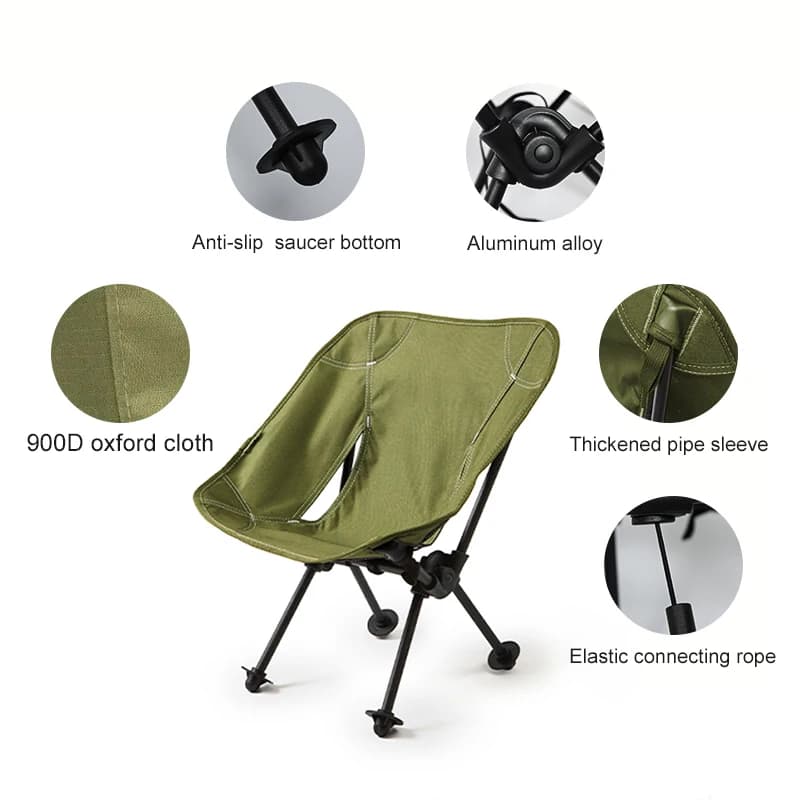 Chaise lune enfant pliante camping pêche mini légère siège dossier tactique