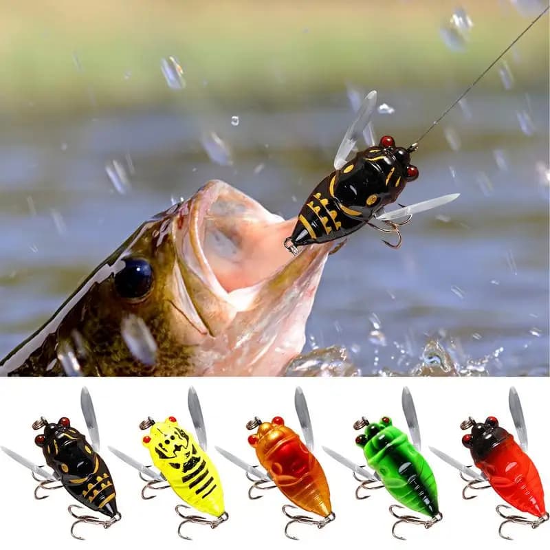 Leurre cigale 4cm/5.5g avec yeux 3D holographiques - Appât dur pour pêche au bar et carnassiers en eau douce