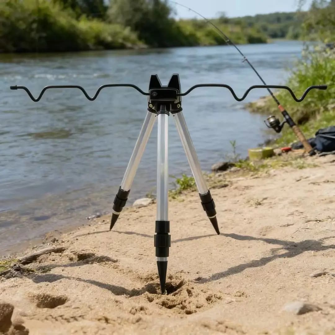 Support de canne à pêche télescopique 3 branches, trépied porteur pour pêche en mer et surfcasting