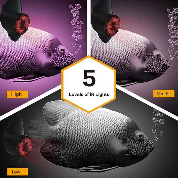Caméra sous-marine 7 pouces IPS pour pêche en profondeur 30m avec fonction endoscope AV Fish Finder