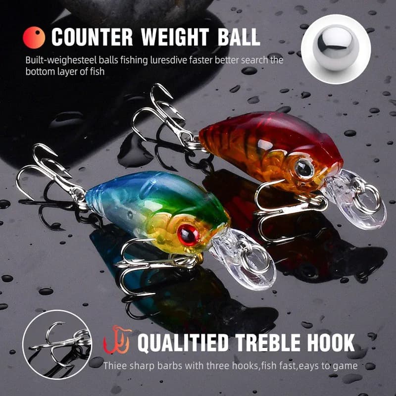 Kit de 8 leurres souples crankbait minnow pour pêche en surface, appâts artificiels flottants
