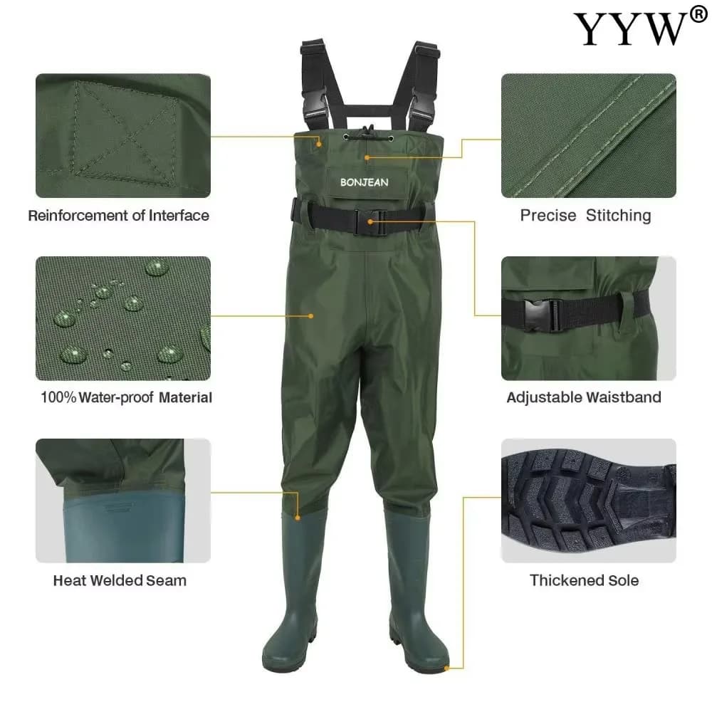 Combinaison de pêche étanche respirante avec bottes pour hommes et femmes idéale rafting et chasse
