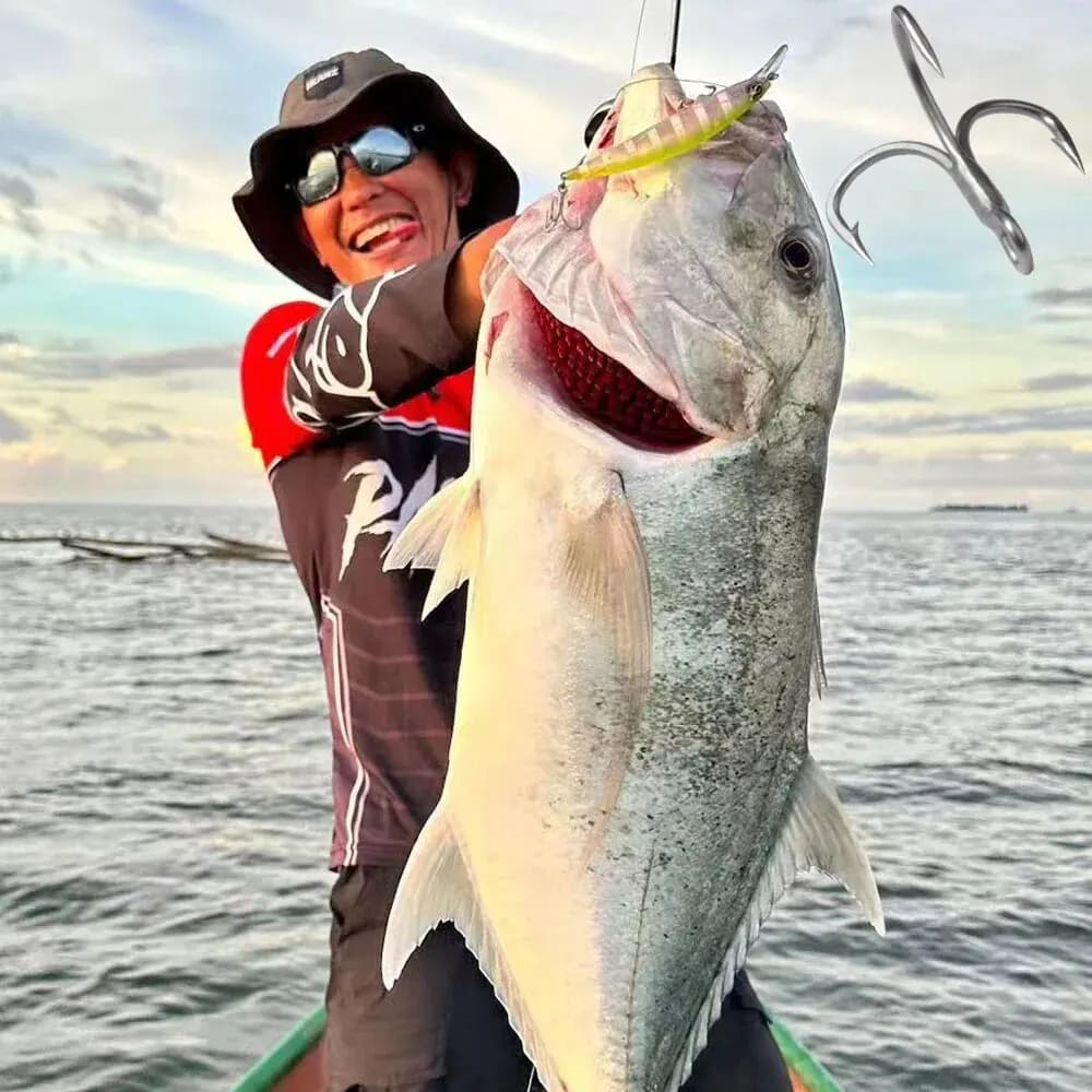 Hameçons triple GOBAIT 20 pièces acier carbone aiguisés 2 à 10 pour pêche - Nickelé anti-rouille