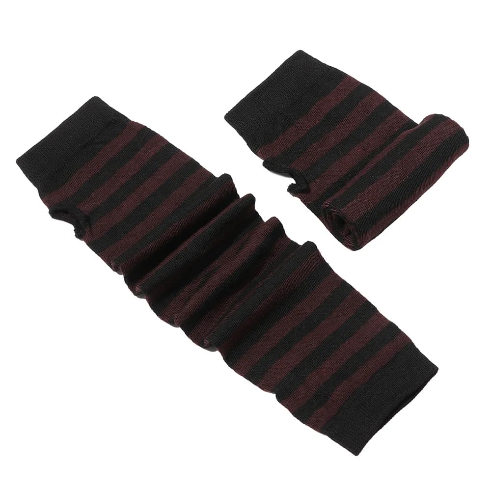 Gants de pêche femme sans doigts en coton classique manchons longs rayés pour pêche hivernale