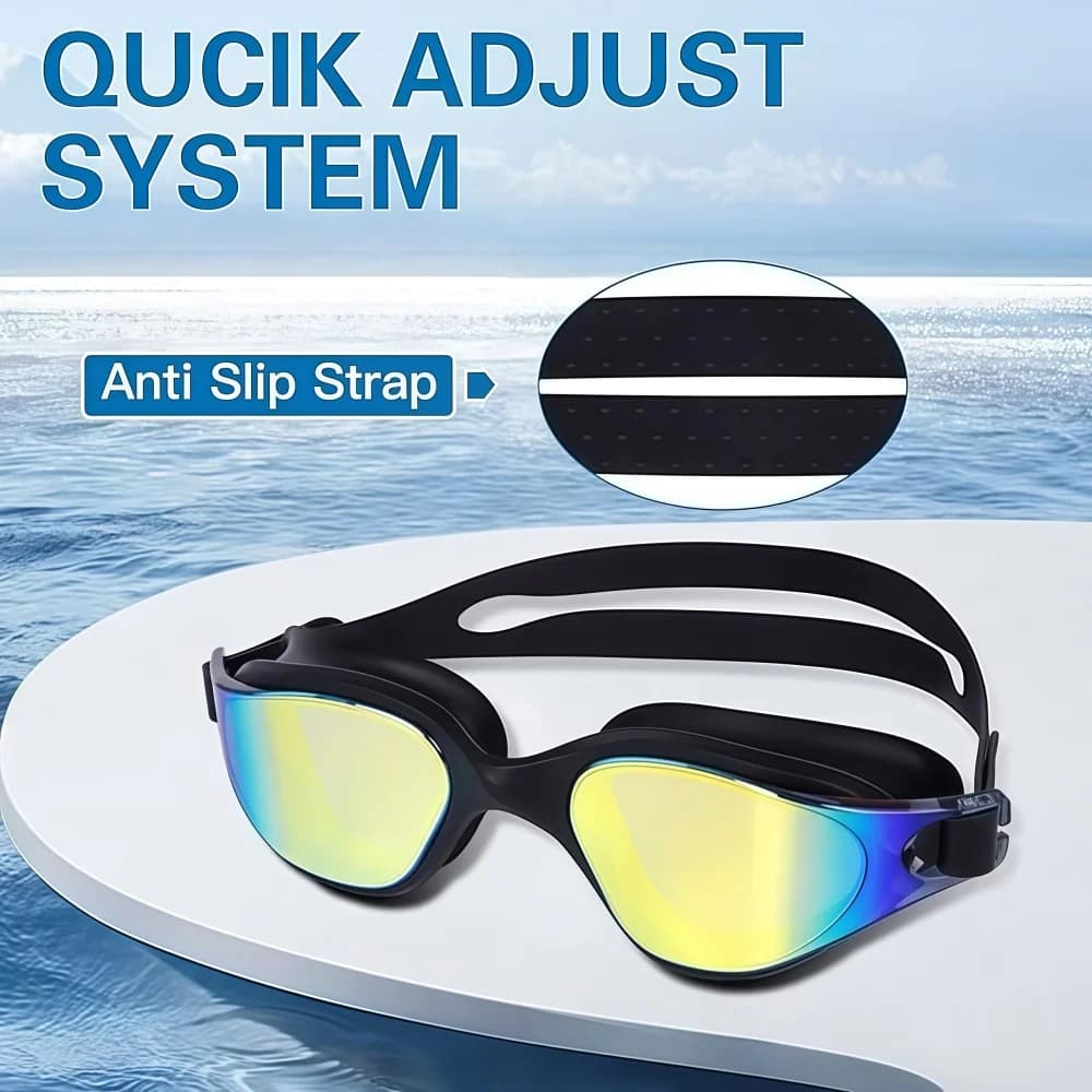 Nouvelles lunettes de natation professionnelles grandes montures silicone traitement anti-UV - Extérieur