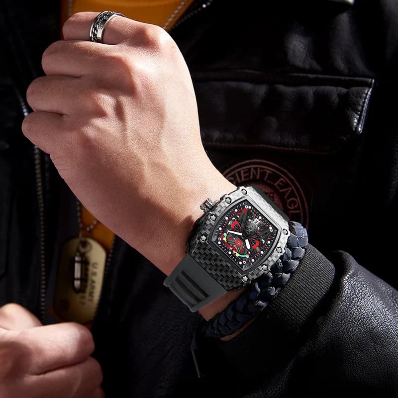 Montre homme étanche luminescente UTHAI CQ232 concept nouveau montre tonneau vin silicone tendance