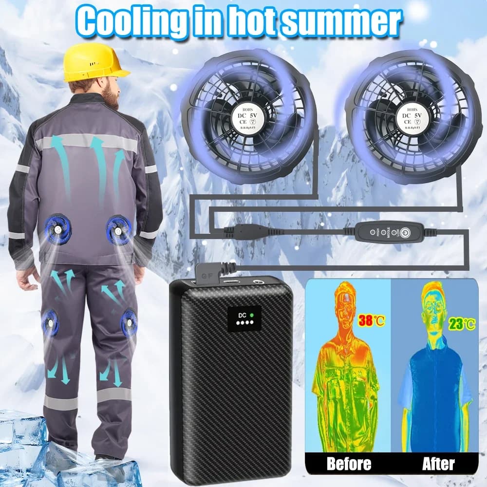 Veste rafraîchissante homme avec ventilateur 5V pour la pêche et le travail en haute température