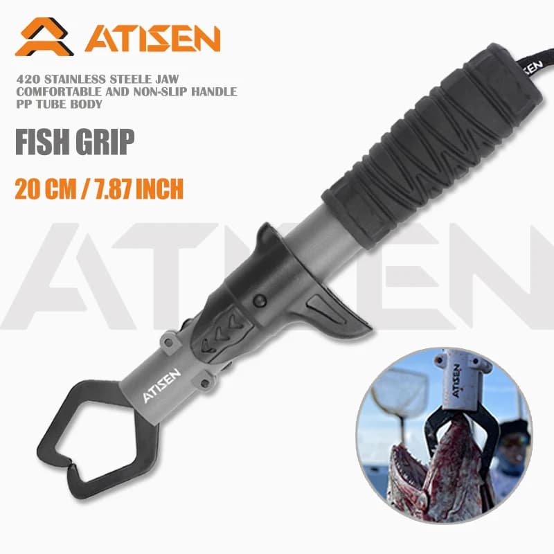 Pince à lèvres pour poisson en acier inoxydable - Outil de préhension extensible avec poignée TPR