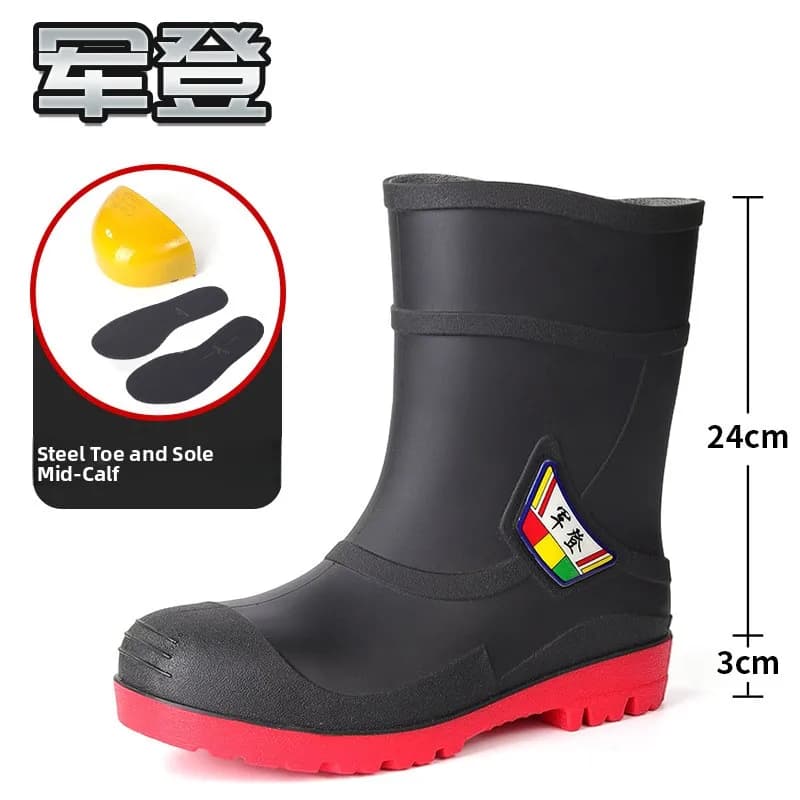 Bottes de sécurité homme haute embout acier semelle acier anti-écrasement perforation imperméables plastique renforcé