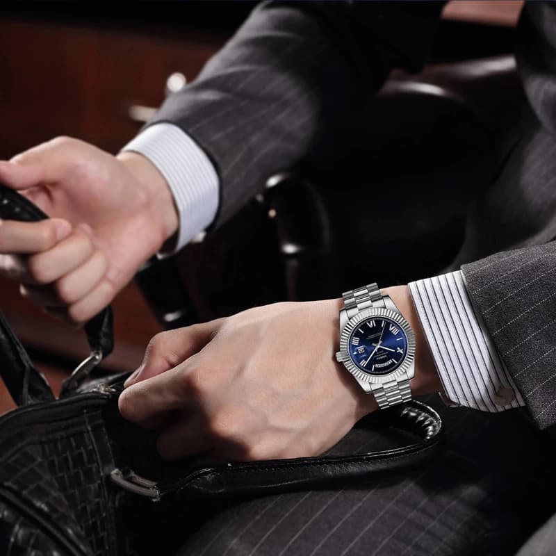 Montre homme luxe NIBOSI acier inoxydable étanche quartz rouge doré cadran numérique date semaine