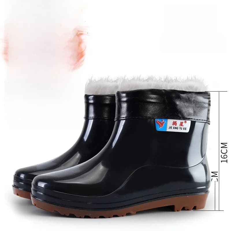 Bottes de pluie courtes homme épaisses et résistantes - Chaussures de travail imperméables pour chantier et protection