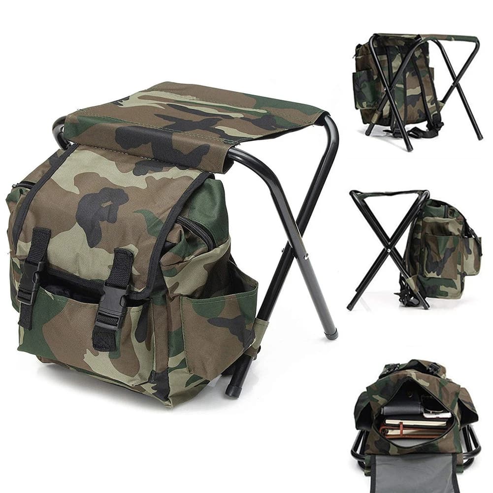 Sac à dos avec chaise intégrée - Siège pliant et sac de pêche multifonction pour camping