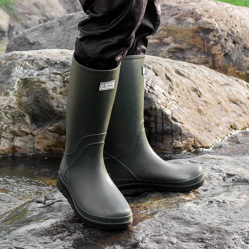 Bottes de pluie militaire homme lacets vertes antidérapantes pour pêche style coréen