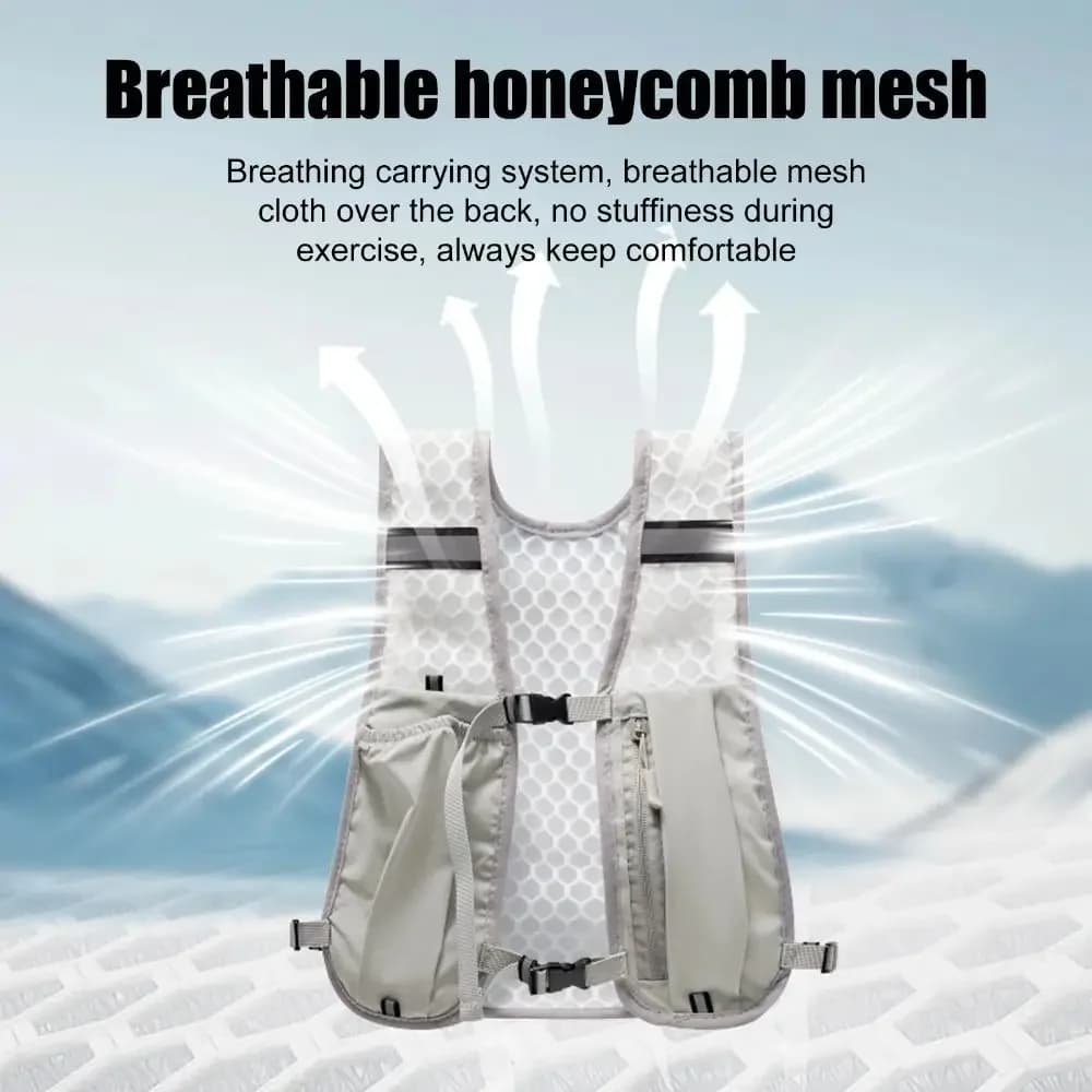 Veste de course légère hydratation avec poche à eau et rangement téléphone réfléchissante pour la pêche