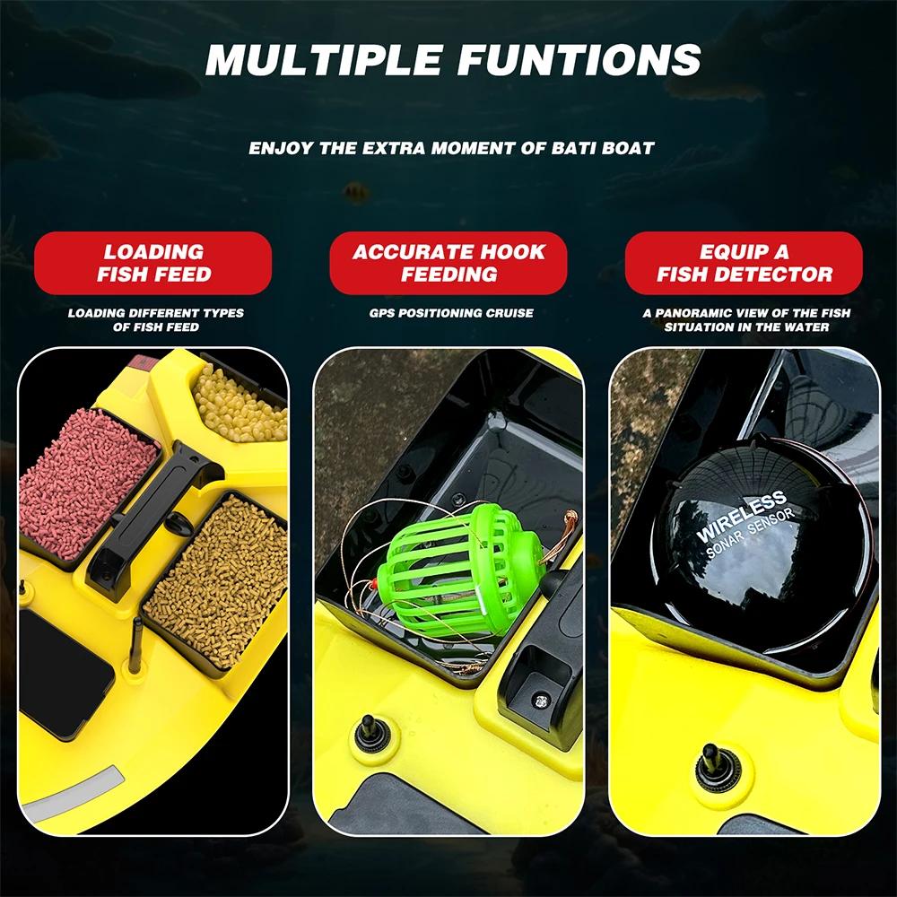 Bateau appât télécommandé V020 GPS avec sondeur poissons, double moteur et fonction cruise pour pêche carpe