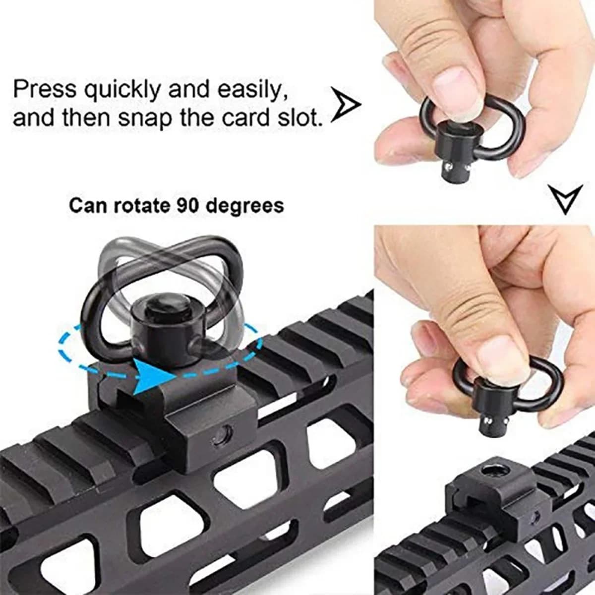 Bretelle tactique réglable avec boucle QD rapide pour fusil de pêche - Anneau coeur et boule acier
