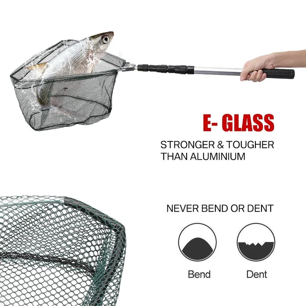 Épuisette aluminium télescopique durable extensible 190cm - Filet pliable sécurité capture poissons