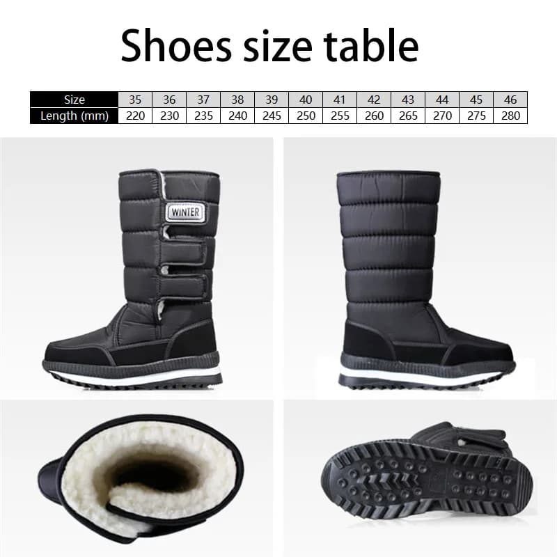 Bottes neige chaudes homme femme - Chaussures pêche chasse doublure polaire antidérapantes imperméables