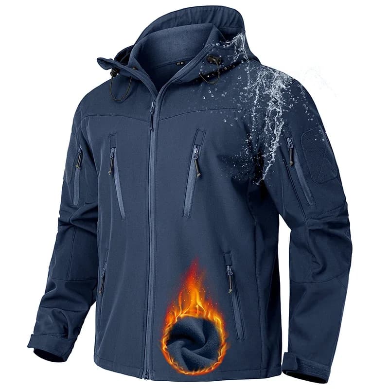 Veste de pêche imperméable softshell homme - Coupe-vent polaire pour pêche hivernale