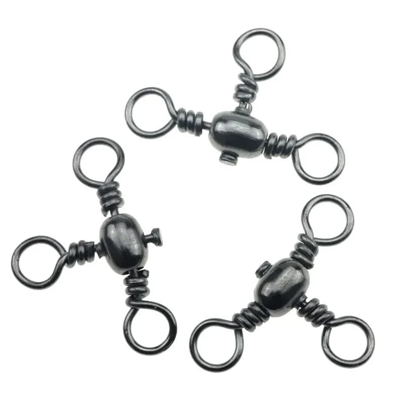 Lot de 50 connecteurs triple brins en nickel noir pour pêche, émerillons T et séparateur de ligne