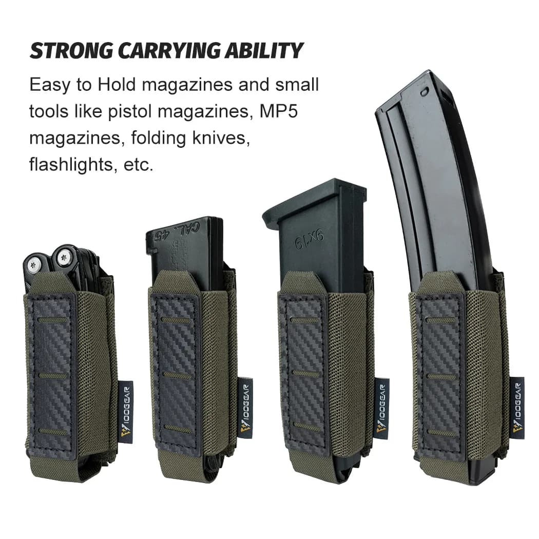 Poche chargeur IDOGEAR 9mm fibre carbone - Porte-magazine MOLLE pour équipement pêche tactique 3589
