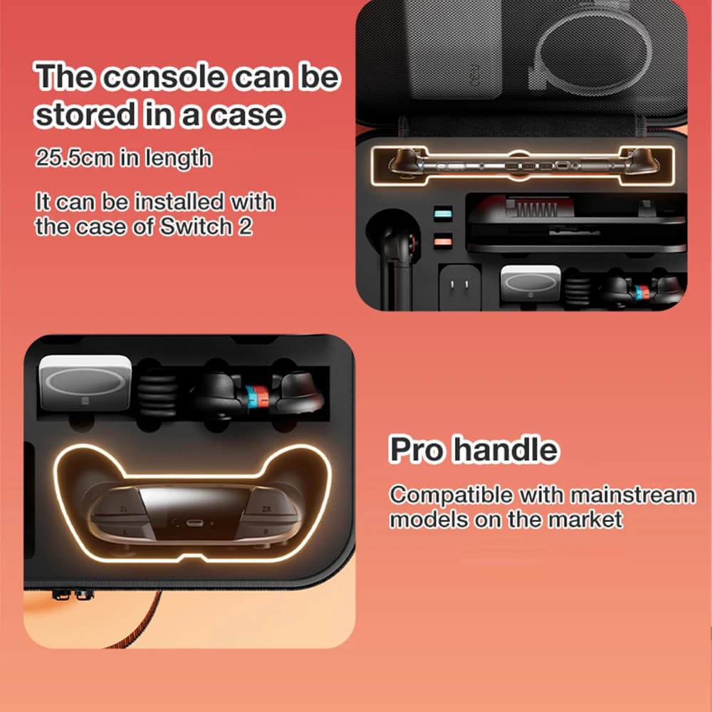 Grand sac de transport pour Switch 2 étanche, anti-rayures avec compartiment chargeur et accessoires